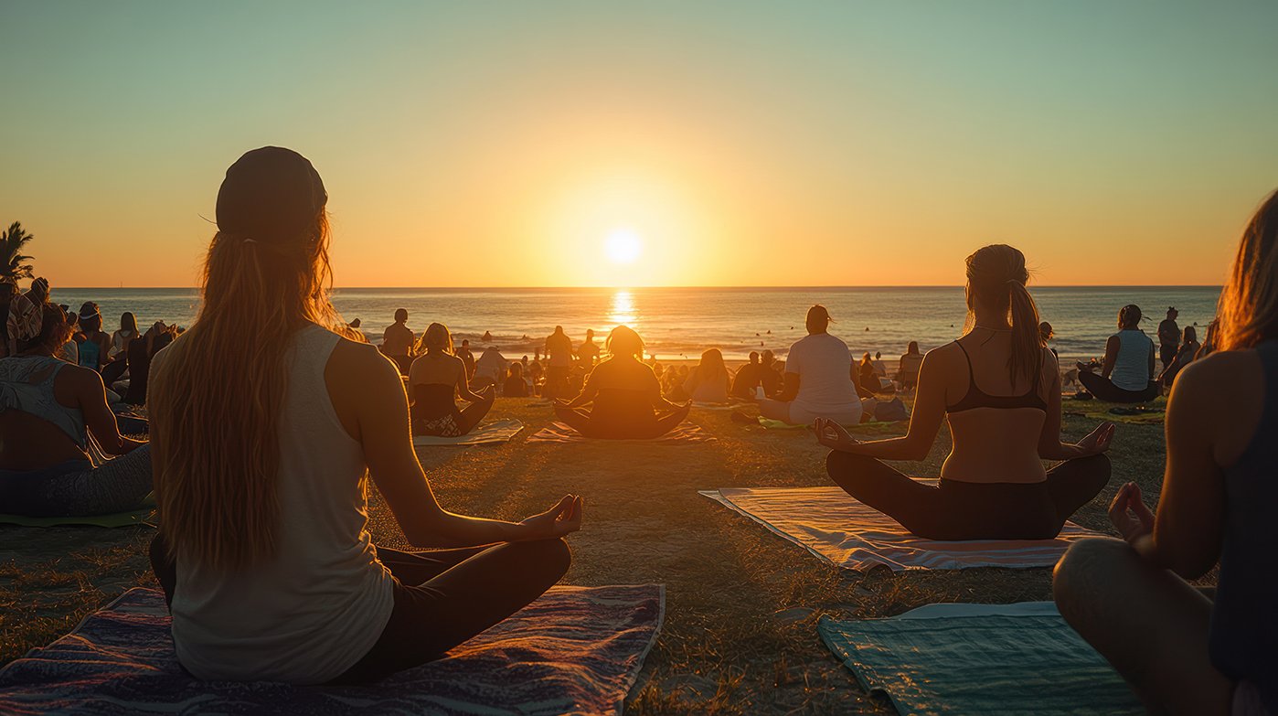Start your day grounded—before the music hits and the chalk flies. Join the movement as we attempt to set the record for California’s largest beach yoga session.
